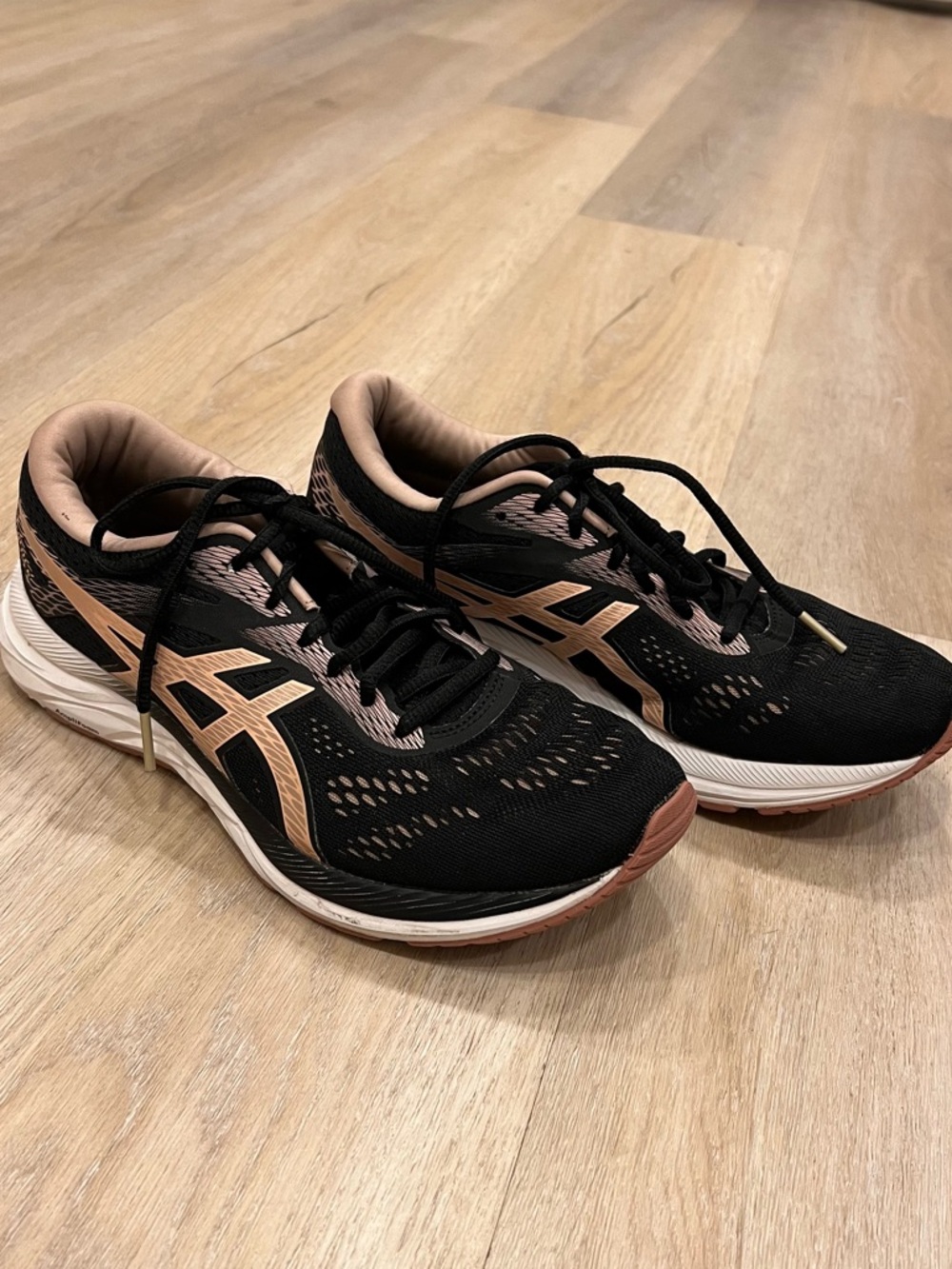 Asics Black with Rose Gold Accent Women's Running Sneakers